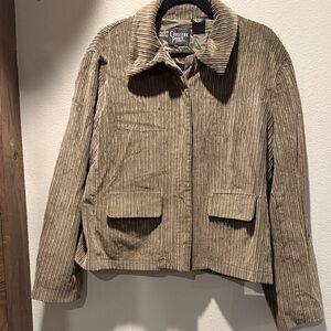 Crossing Pointe Women's Olive Green Corduroy Lined Zipper Jacket with Skirt 18MS